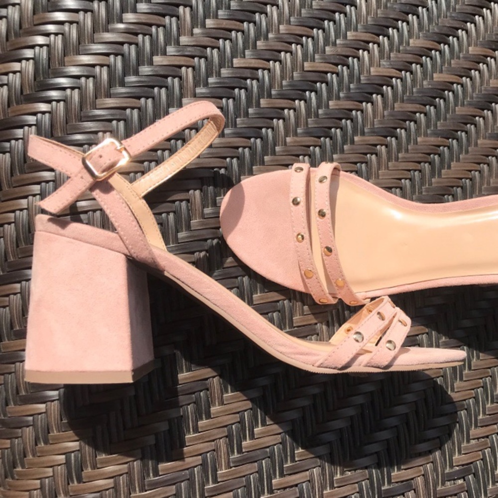 Pastel Pink Strappy Sandal Block Heels